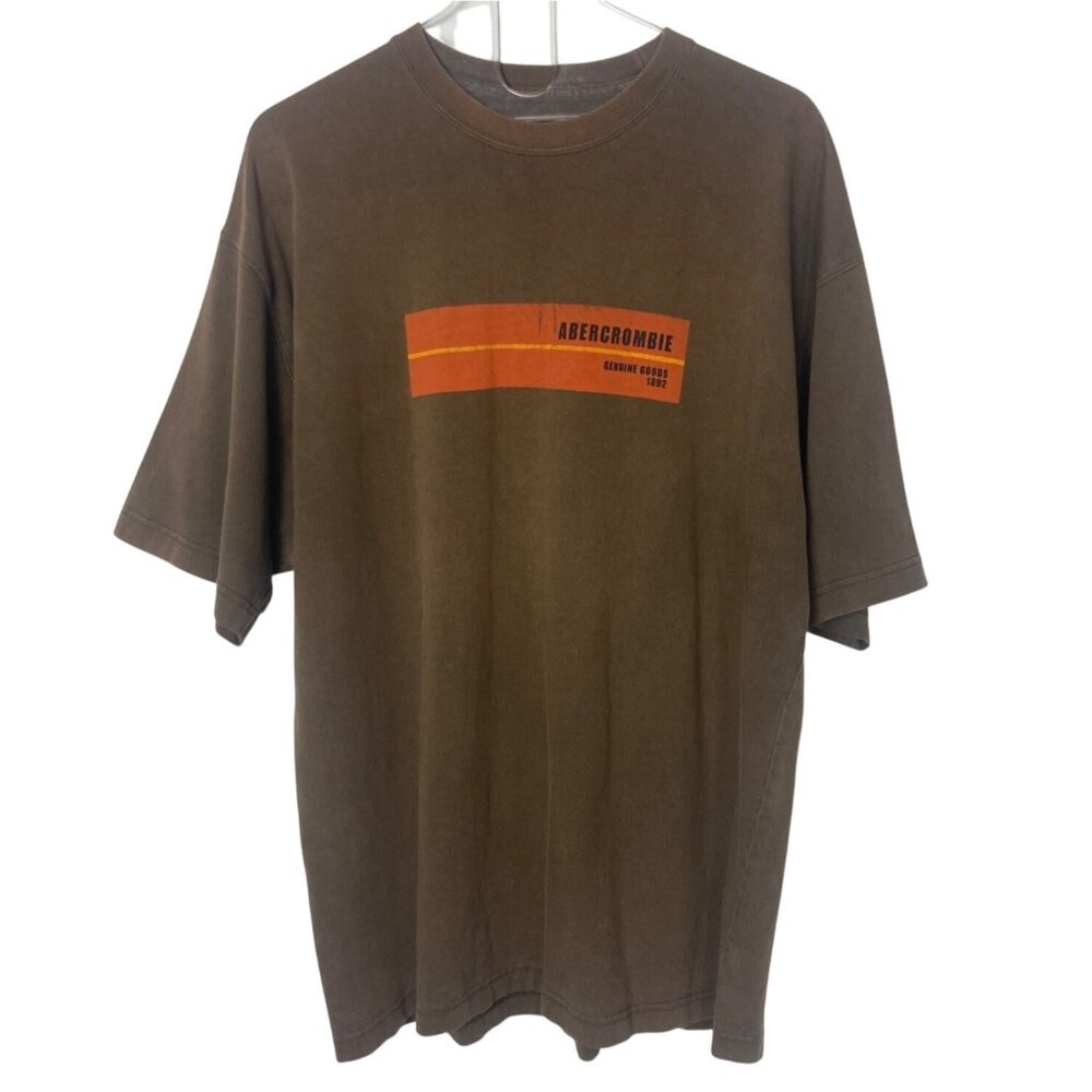 Vintage 90s Abercrombie & Fitch T Shirt Mens Large Brown Genuine Goods Cotton